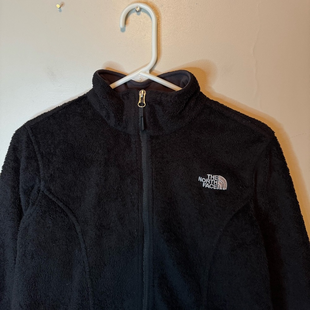 The North Face Fuzzy Fleece Full Zip Embroidered Jacket Black Womens Size Medium - Picture 4 of 14